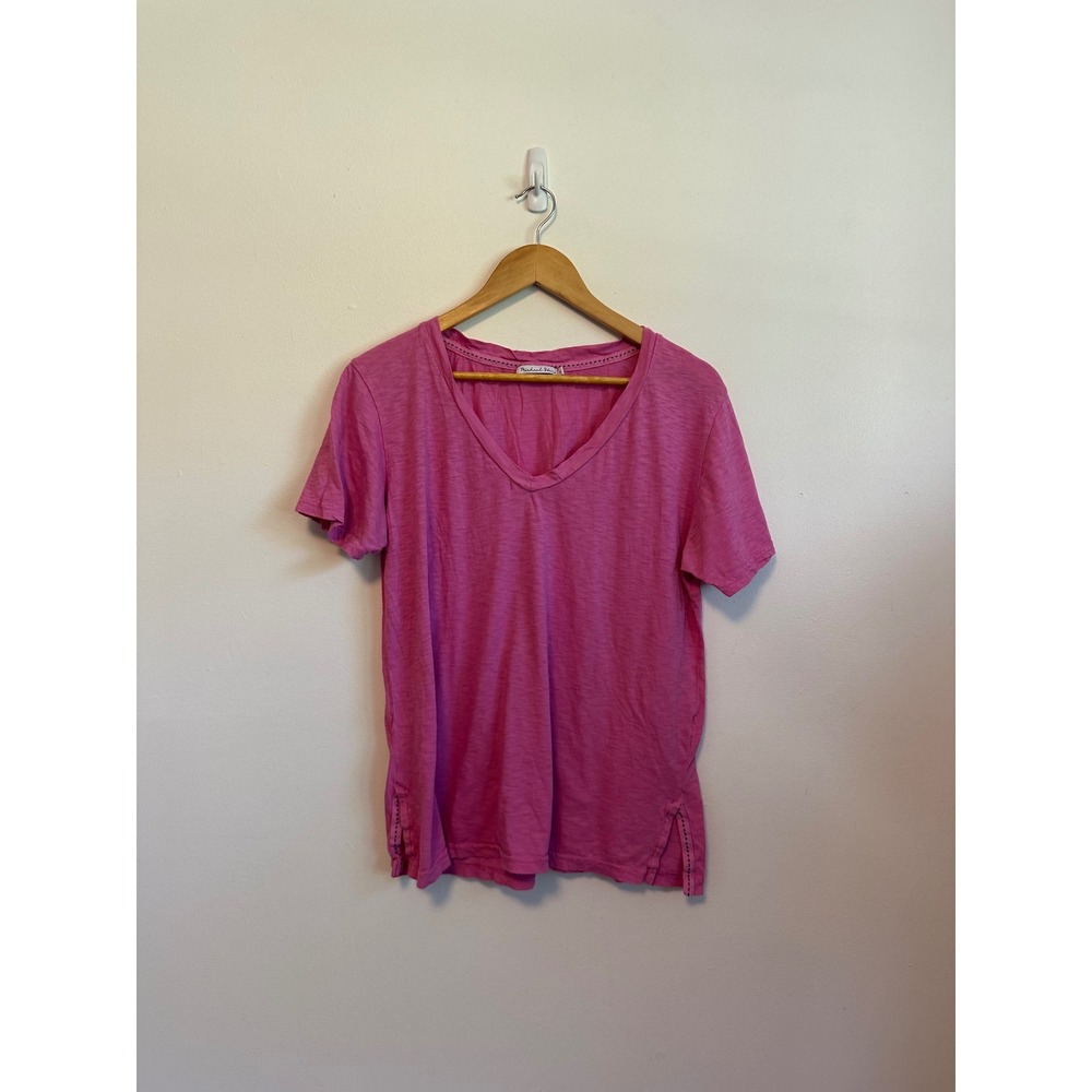Michael Stars Pink Supima Cotton V-Neck Short Sleeve T-Shirt